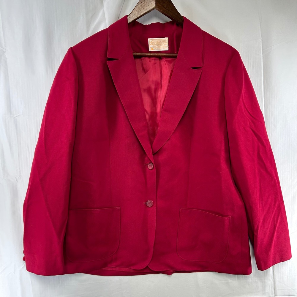 Pendleton Blazer Womens 14 Red Pure Virgin Wool Two Button Made in USA Vintage